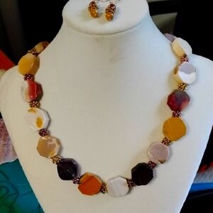 🎃Hand Crafted Mookite Status Necklace and Earring Set